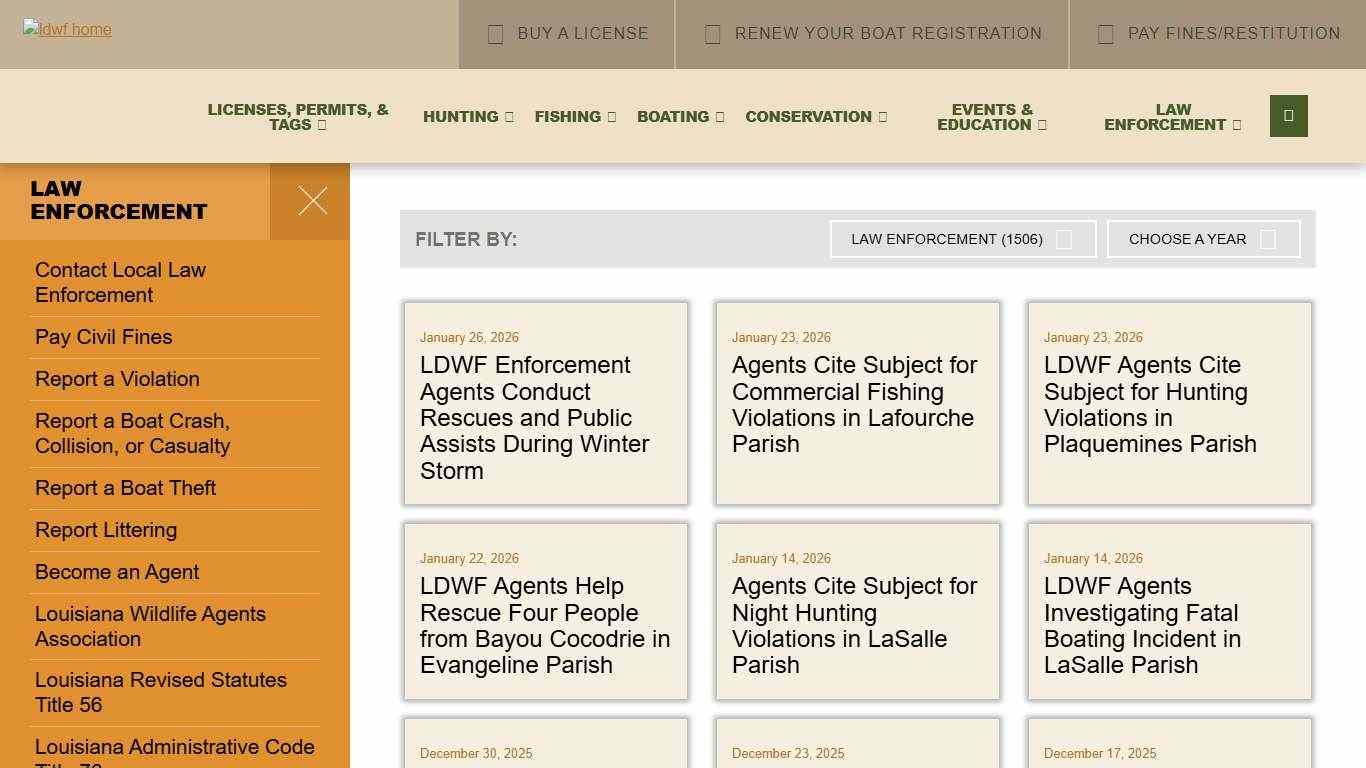 Law Enforcement Louisiana Department of Wildlife and Fisheries