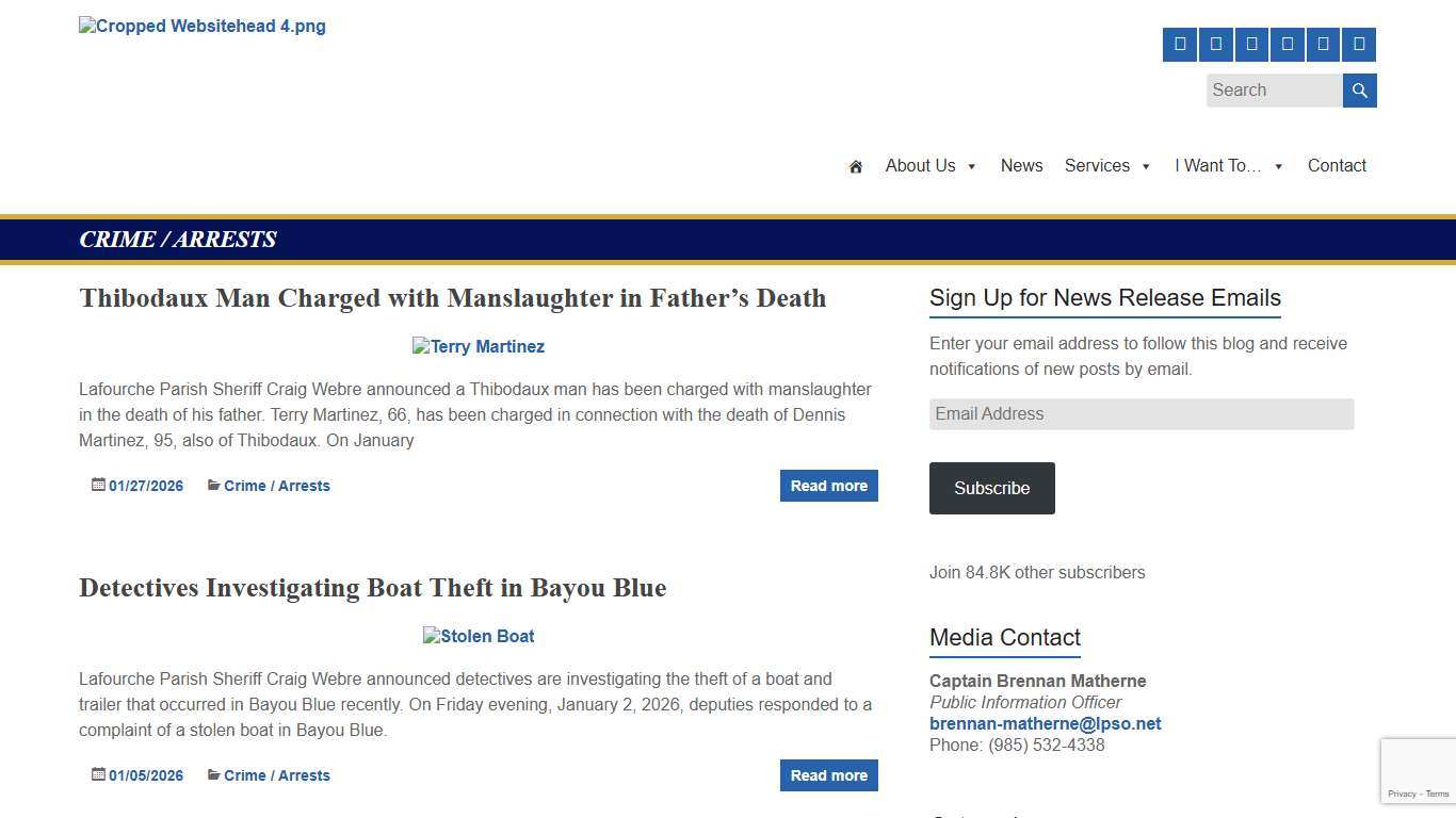 Crime / Arrests – Lafourche Parish Sheriff's Office