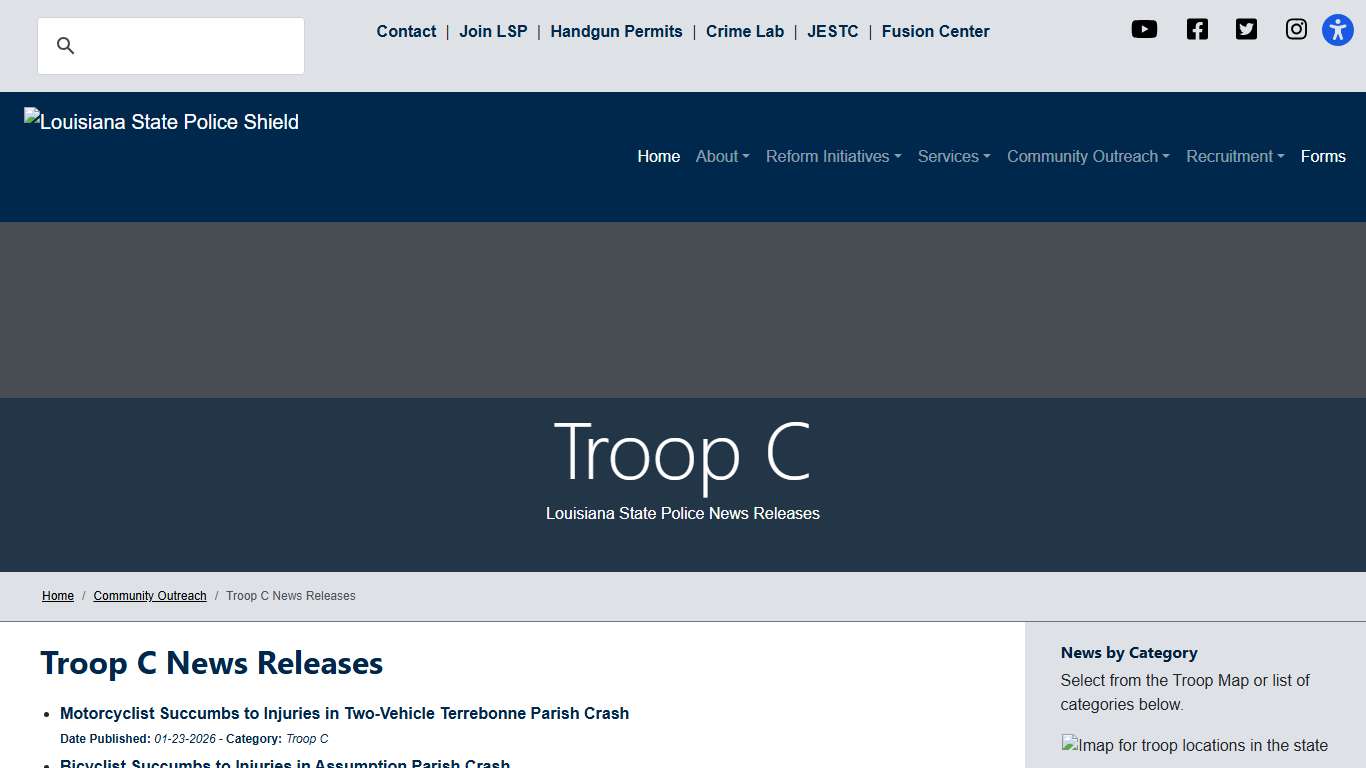 Troop C News Releases - Louisiana State Police